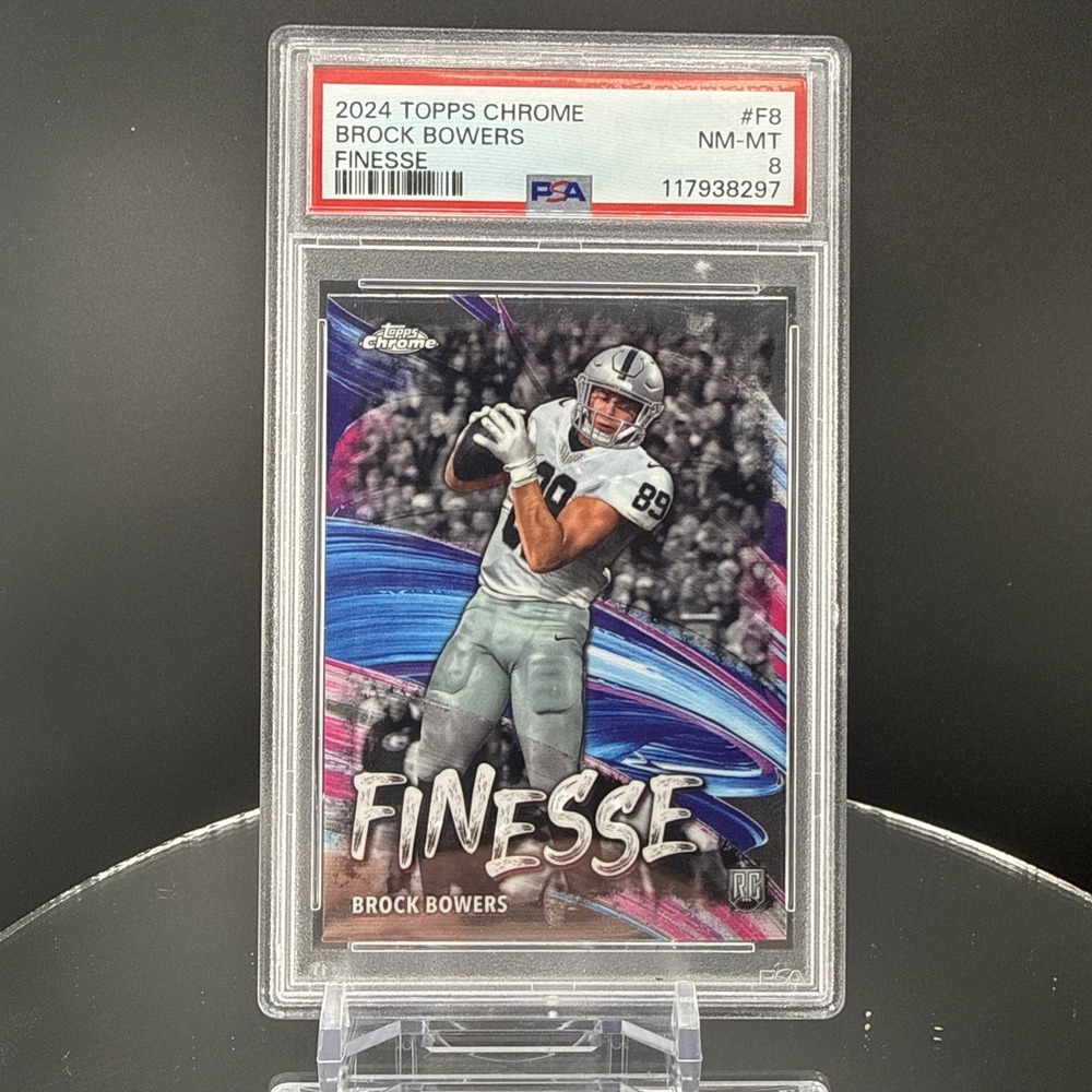 2024 Topps Chrome - Brock Bowers ( Raiders ) Rookie Finesse #F-8 - PSA 8